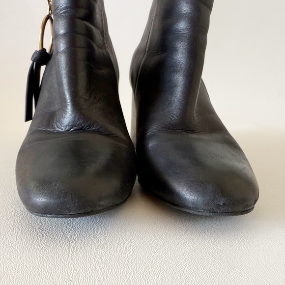 See By Chloe Boots Louise Ankle Leather Block Heel Casual Chic Minimal Black 7 - Picture 6 of 16